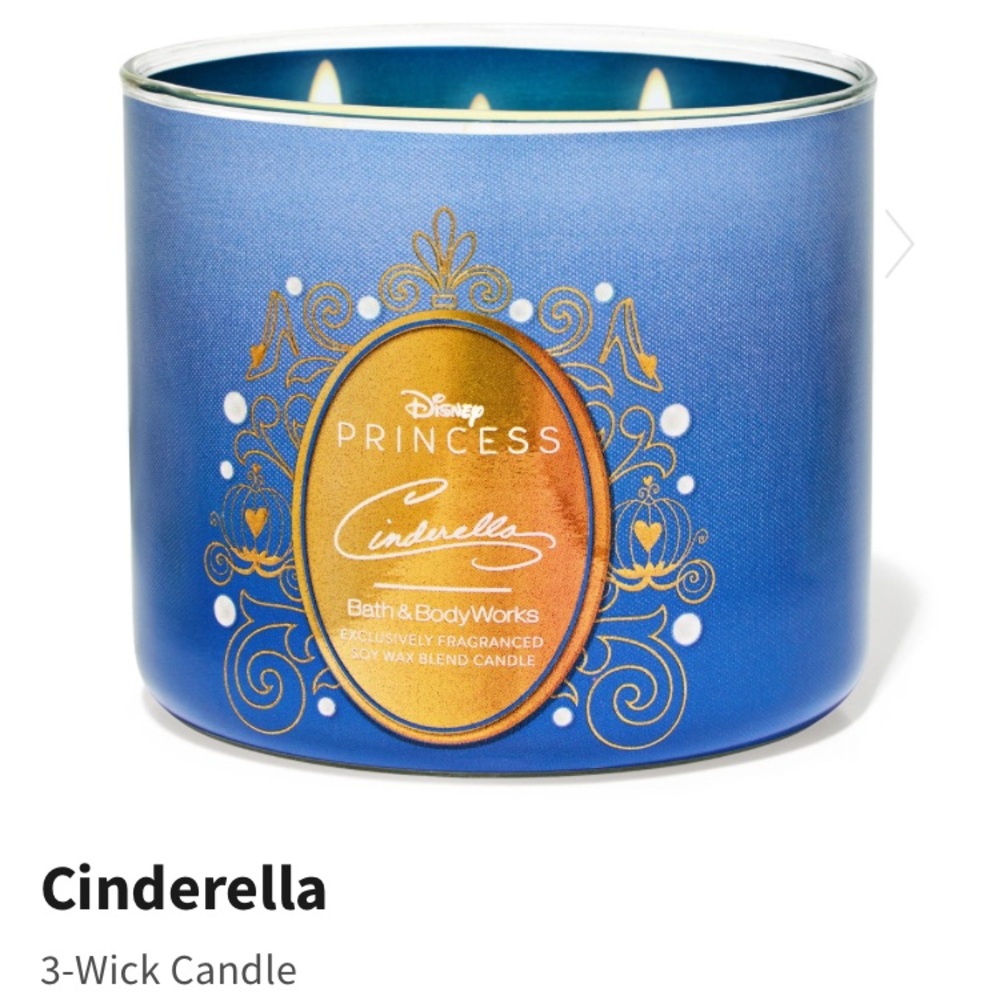 Bath and Body Disney Princess Cinderella Candle New 3 Wick limited edition